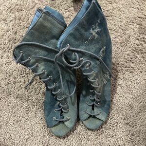 Stylish Denim Lace-Up Women's Shoes